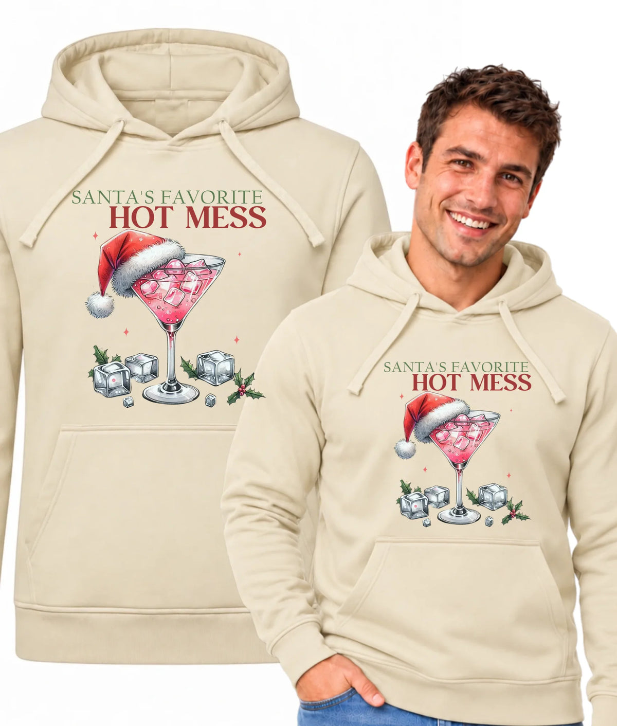 Bluza męska z kapturem świąteczna - Santa's favorite hot mess BN75