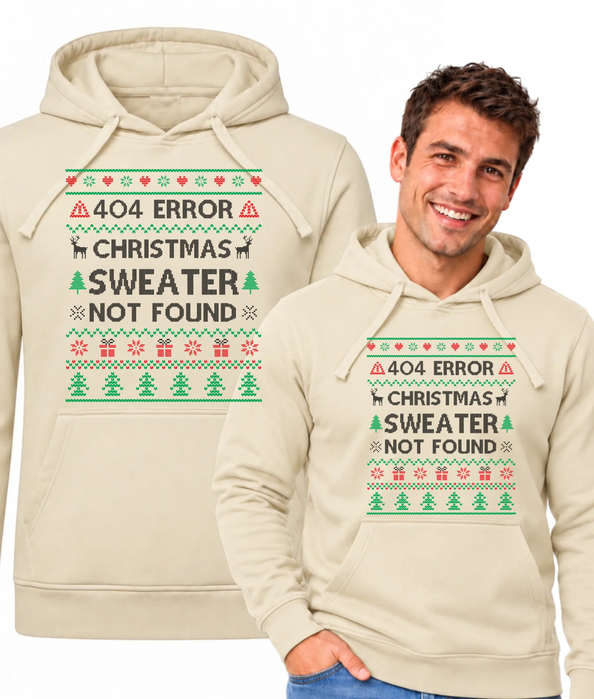 Bluza męska z kapturem świąteczna - Error 404 Christmas sweater not found BN107