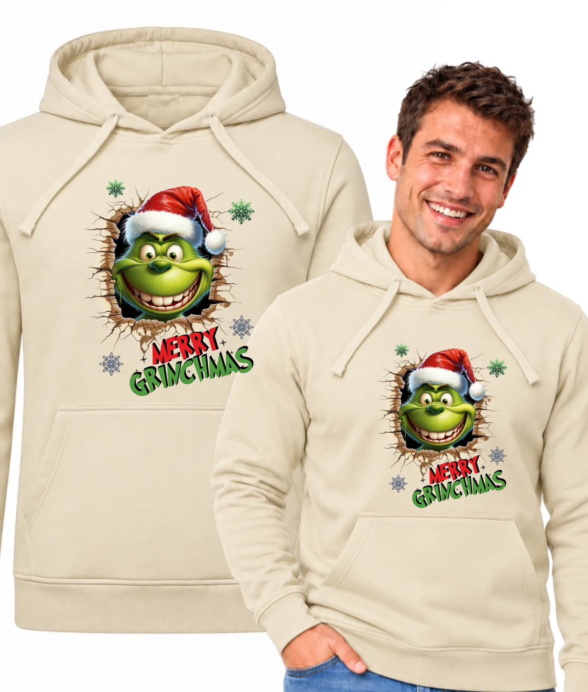 Bluza męska z kapturem świąteczna - Grinch - Merry Grinchmas BN113