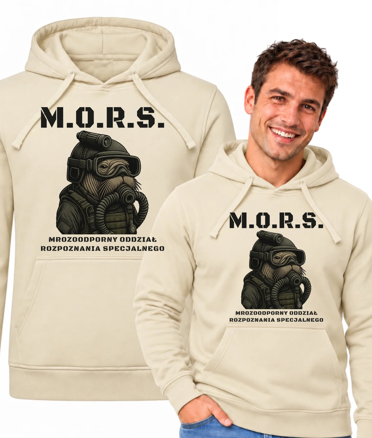 Bluza męska z kapturem - prezent dla morsa - M.O.R.S. Mrozoodporny Oddział Rozpoznania Specjalnego HM20