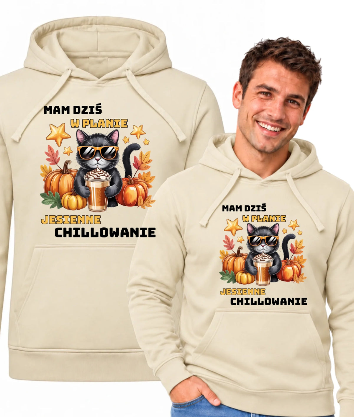 Bluza męska z kapturem jesienna - Mam dziś w planie jesienne chillowanie JS34