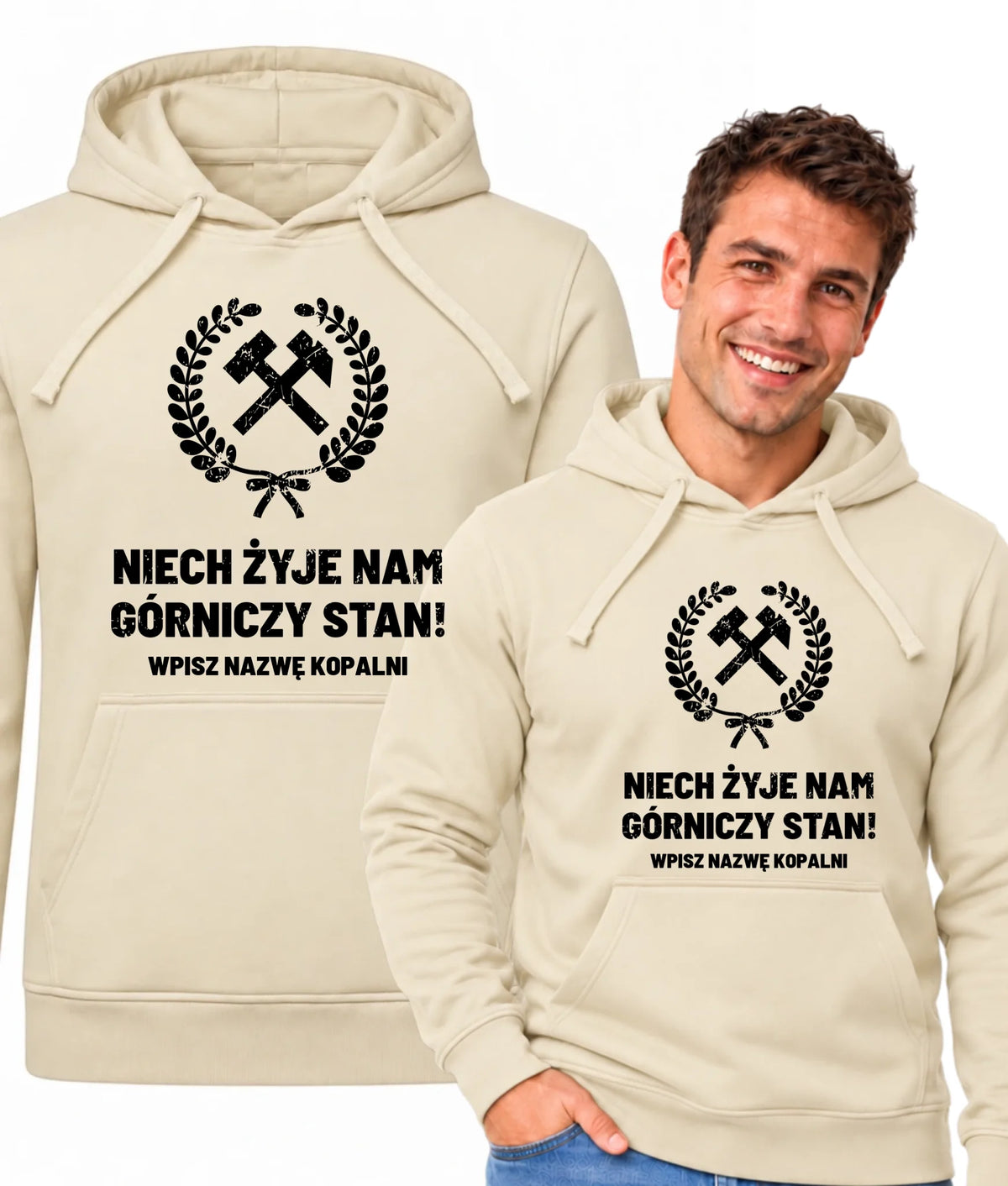 Bluza męska z kapturem i nazwą kopalni dla górnika - Niech żyje nam górniczy stan