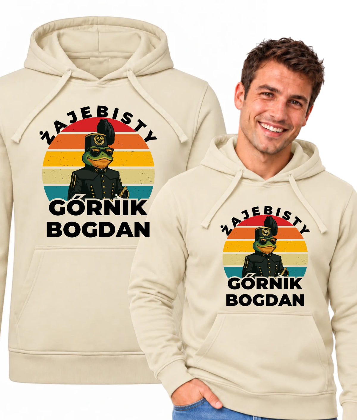 Bluza męska z kapturem i imieniem dla górnika - Żajebisty Górnik
