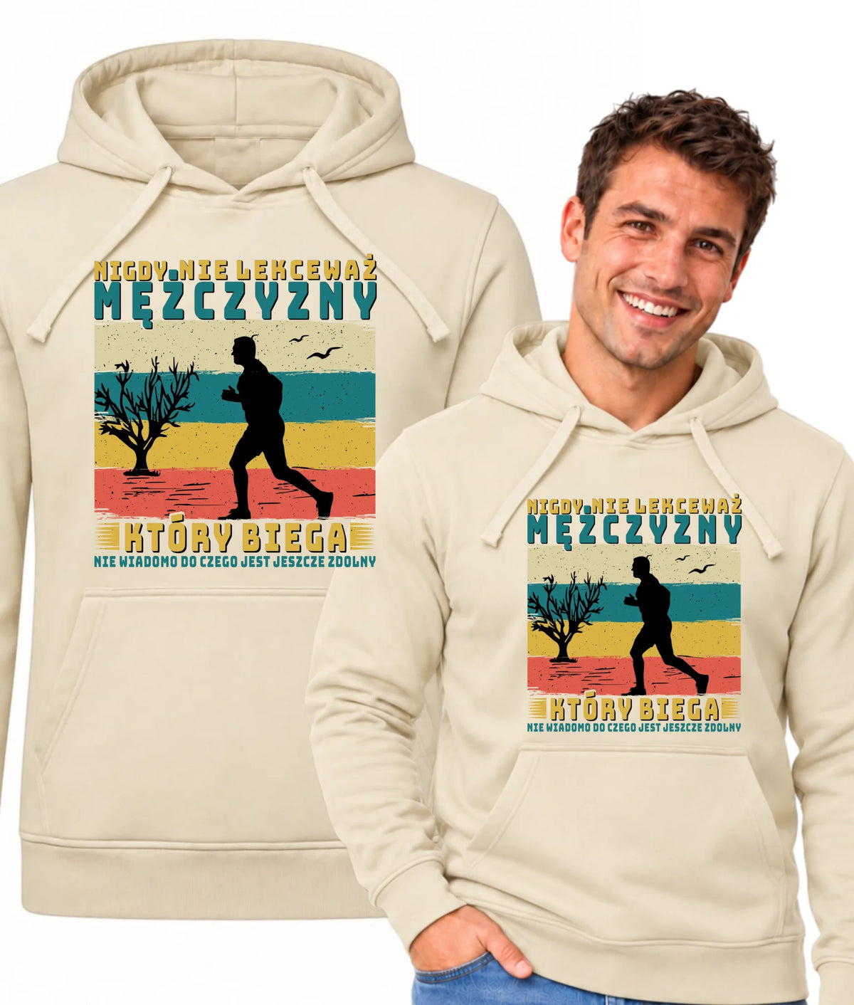 Bluza męska z kapturem dla biegacza - Nigdy nie lekceważ HB03