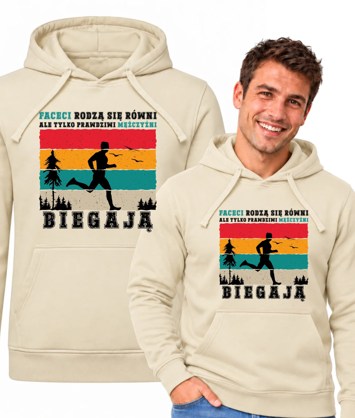 Bluza męska z kapturem dla biegacza - Prawdziwi mężczyźni biegają HB02