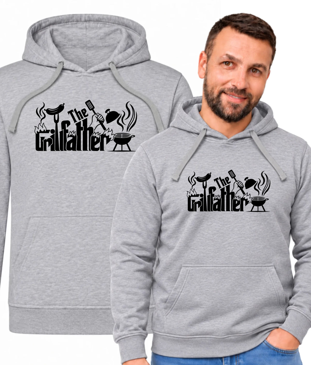 Bluza męska z kapturem dla taty miłośnika grila z napisem The Grillfather DT49