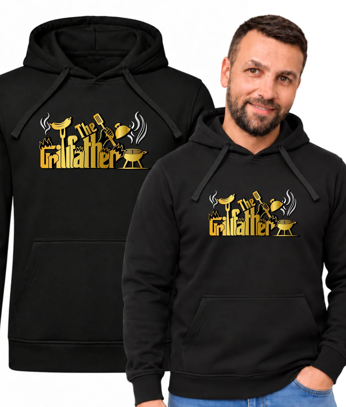 Bluza męska z kapturem dla taty miłośnika grila z napisem The Grillfather DT49