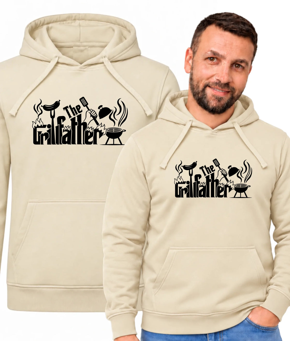 Bluza męska z kapturem dla taty miłośnika grila z napisem The Grillfather DT49